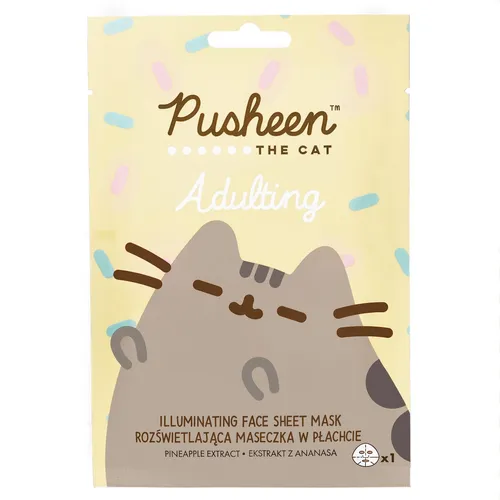 The Beauty Care Company Pusheen The Cat, Adulting Illuminating Face Sheet Mask (Rozświetlająca maska w płachcie)