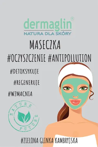 Dermaglin Maseczka  #Oczyszczenie #Antipollution `Zielona glinka kambryjska + węgiel aktywny`