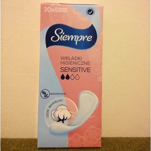 Siempre Wkładki higieniczne sensitive bezzapachowe 100 % bawełny