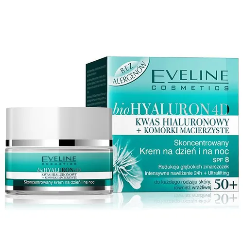 Eveline Cosmetics Bio Hyaluron 4D, Skoncentrowany krem na dzień i na noc 50+ SPF 8