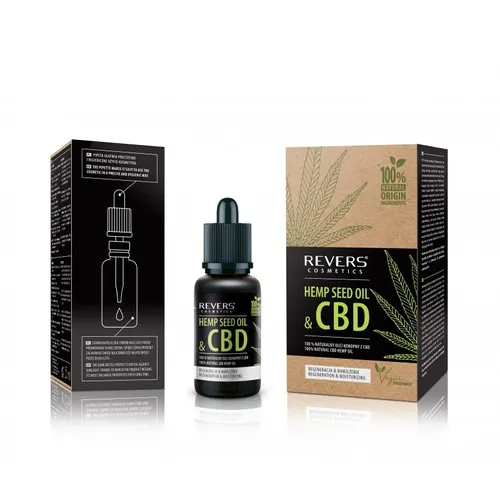Revers Cosmetics Hemp Seed Oil & CBD, 100 % Naturalny olej konopny z CBD