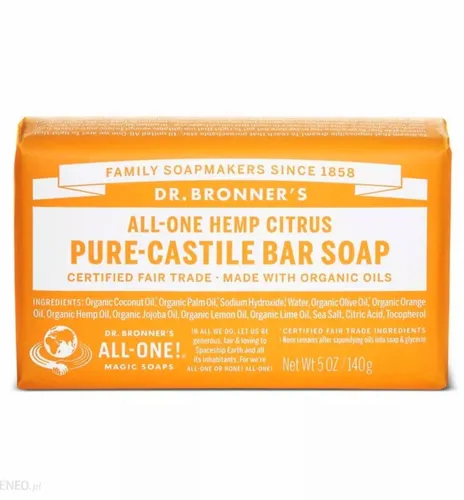 Dr. Bronner's All-One Hemp Citrus Pure-Castille Bar Soap (Kastylijskie mydło w kostce cytrynowe)