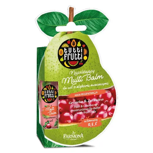 Tutti Frutti Nawilżający Multi Balm do ust z olejkami owocowymi `Gruszka i żurawina`