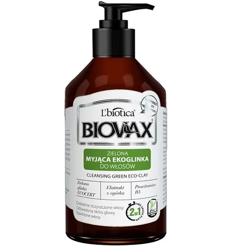 L'biotica Biovax Zielona myjąca ekoglinka do włosów