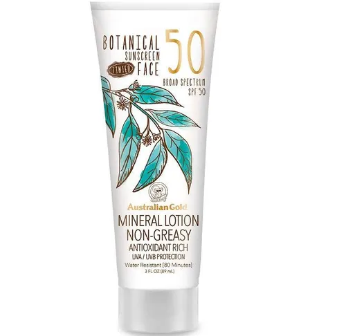 Australian Gold Botanical Sunscreen Tinted Face Mineral Premium Coverage Lotion SPF 50 (Mineralny krem przeciwsłoneczny do twarzy)