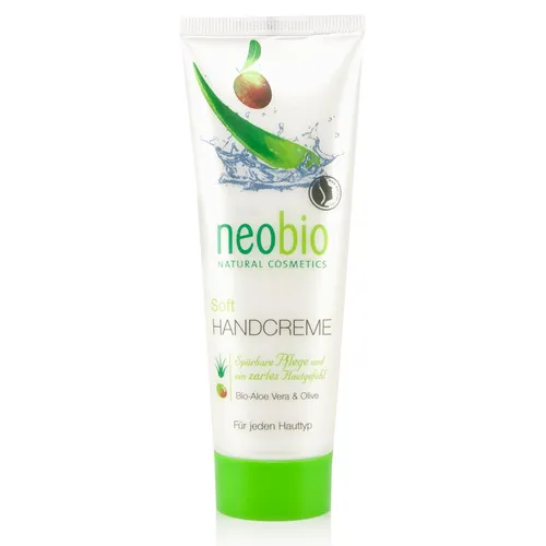 Neobio Natural Cosmetics Soft Handcreme Bio - Aloe Vera & Olive (Delikatny krem do rąk z bio - aloesem i oliwą z oliwek)