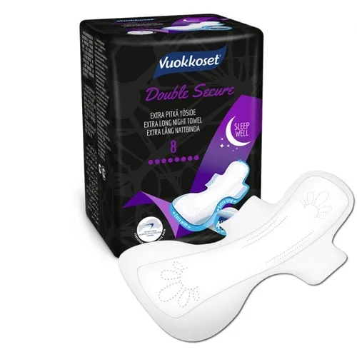 Vuokkoset 100% Bio Double Secure Night, Podpaski ze skrzydełkami na noc