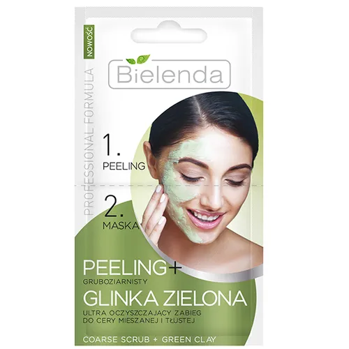 Bielenda Professional Formula, Glinka zielona + peeling gruboziarnisty