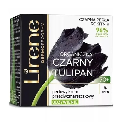 Lirene Dermoprogram Organiczny Czarny Tulipan, Perłowy krem przeciwzmarszczkowy na dzień 70+