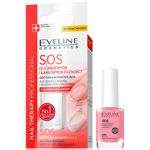 Eveline Cosmetics Nails Therapy Professional, SOS Odżywka wzmacniająca z wapniem i kolagenem (nowa wersja) - 2