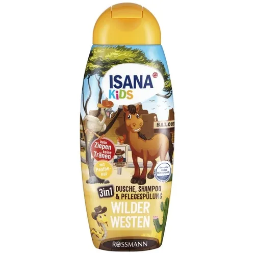 Isana Kids, Żel pod prysznic, szampon i odżywka do włosów 3w1 `Western Friends`