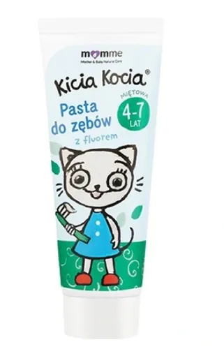 MomMe Kicia Kocia, Pasta do zębów z fluorem miętowa 4-7 Lat