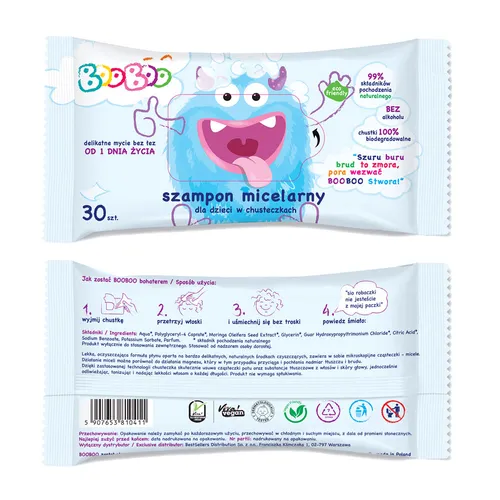 BooBoo Micelarny szampon dla dzieci  w chusteczkach