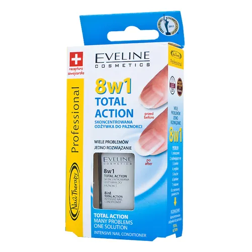 Eveline Cosmetics Nail Therapy Professional, 8w1 Total Action, Skoncentrowana odżywka do paznokci (stara wersja)