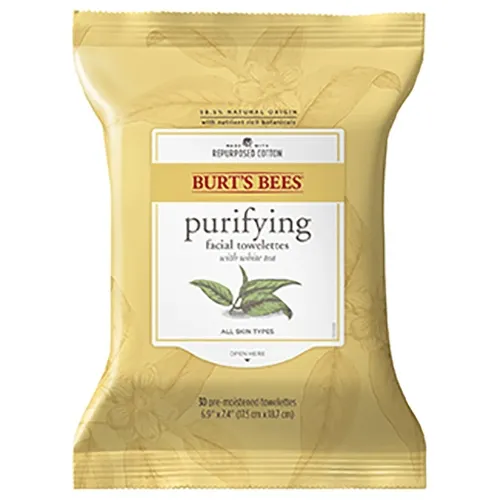 Burt's Bees Facial Cleansing Towelettes with White Tea Extract (Chusteczki do demakijażu twarzy z białą herbatą) - 1