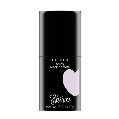 Elisium Black Confetti, Top Coat Shiny (Nabłyszczający top hybrydowy)