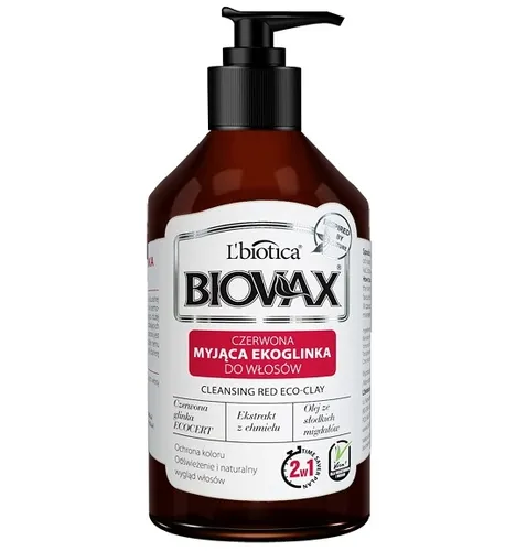 L'biotica Biovax Czerwona myjąca ekoglinka do włosów