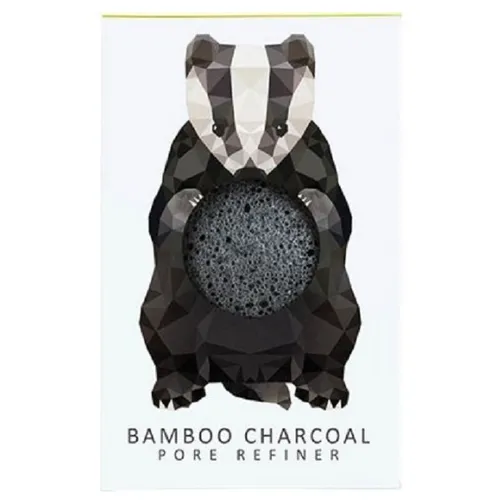 Konjac Sponge Company The Korean Konjac Sponge with Bamboo Charcoal Pore Refiner (Gąbka z węglem bambusowym `Borsuk`)