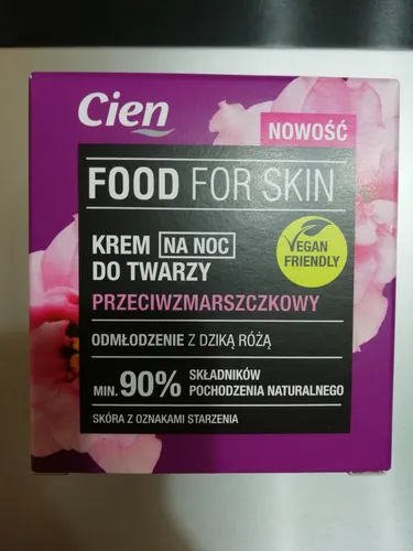 Cien Food for Skin, Krem do twarzy przeciwzmarszczkowy na noc `Odmłodzenie z dziką różą` - 1