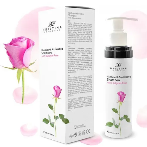 Hristina Hair Growth Accelerating Shampoo with Bulgarian Rose (Naturalny szampon wspomagający porost włosów z dodatkiem róży bułgarskiej)
