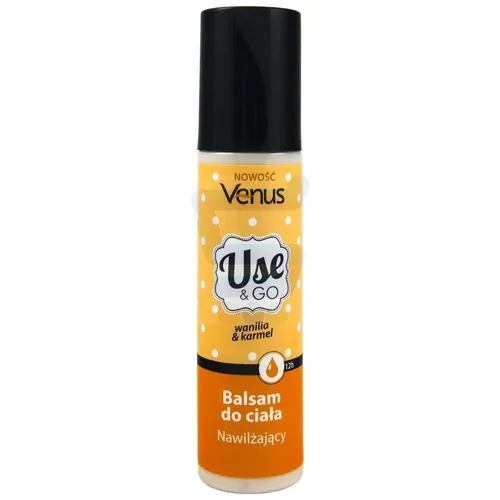 Venus Use & Go, Nawilżający balsam do ciała w sprayu `Wanilia & karmel`