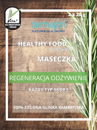 Dermaglin Healthy Food for Skin, Maseczka z  zieloną glinką kambryjską `Regeneracja i odżywienie`