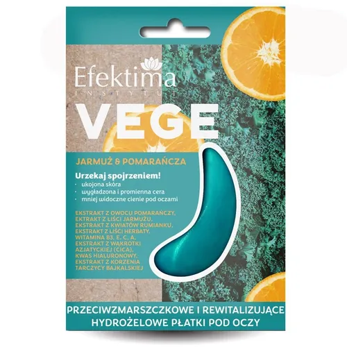 Efektima Vege, Hydrożelowe płatki pod oczy przeciwzmarszczkowe i rewitalizujące `Jarmuz i pomarańcza`