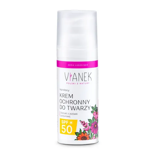 Vianek Seria Różowa, Łagodzący krem ochronny do twarzy SPF 50