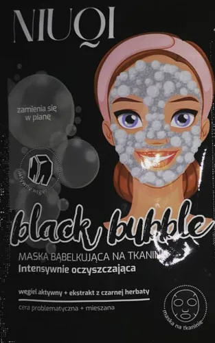 Niuqi Black Bubble, Maska bąbelkująca na tkaninie intensywnie oczyszczająca