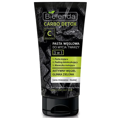 Bielenda Carbo Detox, Pasta węglowa do mycia twarzy 3 w 1