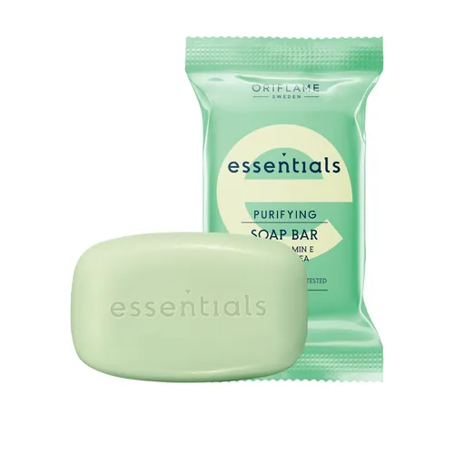 Oriflame Essentials, Purifying Soap Bar with Vitamin E and Green Tea (Oczyszczające mydło w kostce z witaminą E i zieloną herbatą)