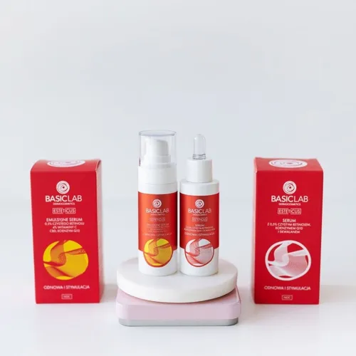 BasicLab Dermocosmetics Esteticus, Emulsyjne serum z 0,5% czystego retinolu, 4% witaminy C, CBD i koenzymem Q10 `Odnowa i stymulacja` - 3