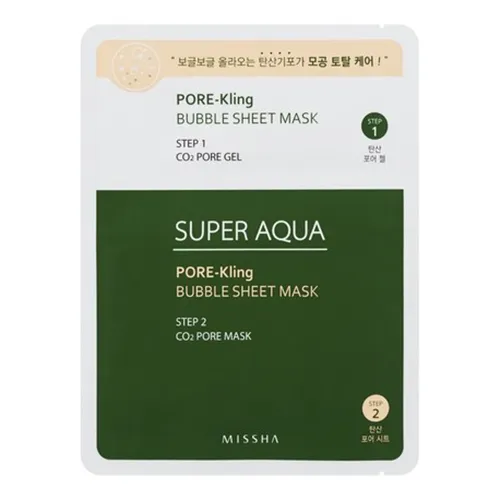 Missha Super Aqua, Pore Kling Bubble Sheet Mask (Maseczka pielęgnująca pory)