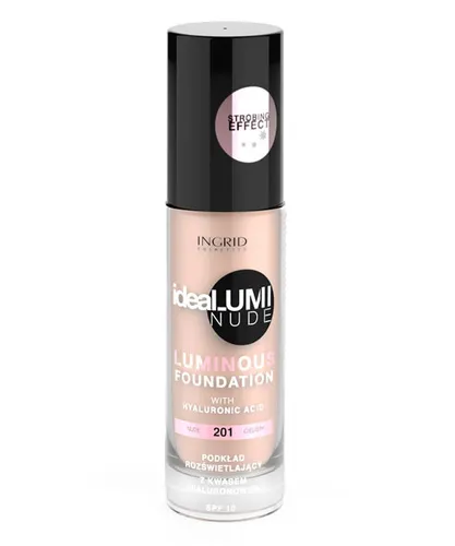 Ingrid Cosmetics IdeaLUMI Nude, Podkład rozświetlający do twarzy z kwasem hialuronowym  SPF 15 - 1