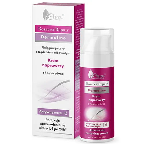 Laboratorium Kosmetyczne AVA Rosacea, Repair Dermaline, Krem naprawczy na noc z hesperydyną do cery z trądzikiem różowatym