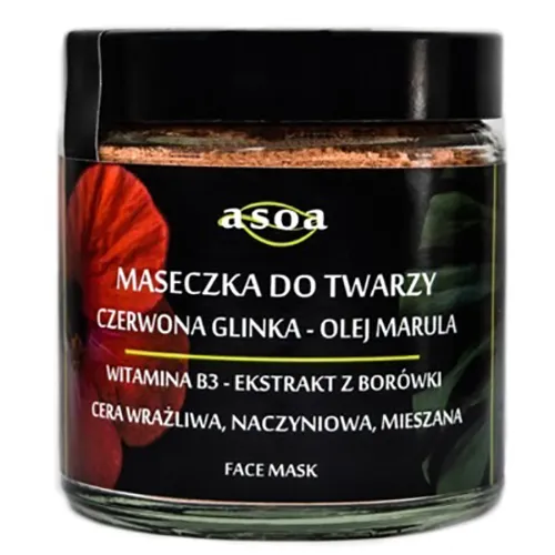 Asoa Maseczka do twarzy `Czerwona glinka - olej marula` - 2