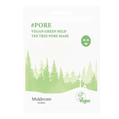 Muldream Vegan Green Mild Tea Trea Pore Mask (Przeciwtrądzikowa maseczka z olejkiem herbacianym)