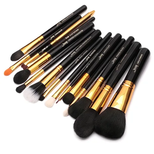Jessup Zestaw 15 pędzli do makijażu T093 Black/Gold - 1