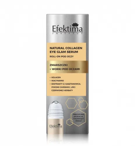 Efektima Natural Collagen Eye Glam,  Roll-on pod oczy -  serum do skóry wokół oczu `Zmarszczki + worki pod oczami`