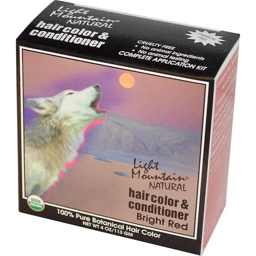 Light Mountain Natural Hair Color & Conditioner Bright Red (Henna do włosów z odżywką `Wilk`)