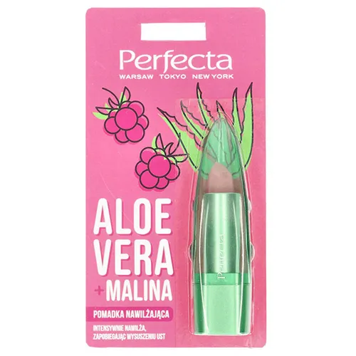Perfecta Aloe Vera, Pomadka odżywcza do ust z aloesem i maliną