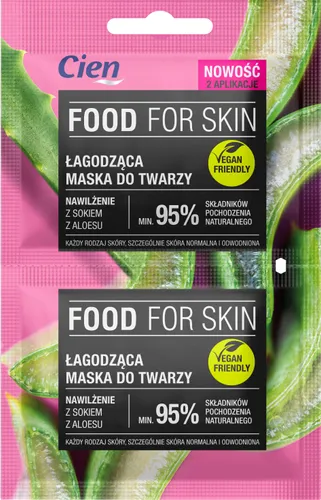 Cien Food For Skin, Łagodząca maska do twarzy `Nawilżenie z sokiem z aloesu`