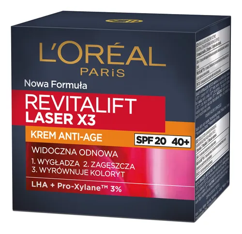 L'Oreal Paris Revitalift Laser X3, Krem na dzień SPS 20 `Widoczna odnowa`
