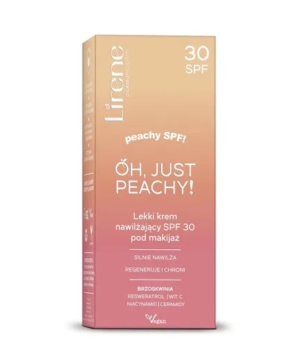 Lirene Dermoprogram Oh, Just Peachy!, Lekki krem nawilżający SPF 30 pod makijaż