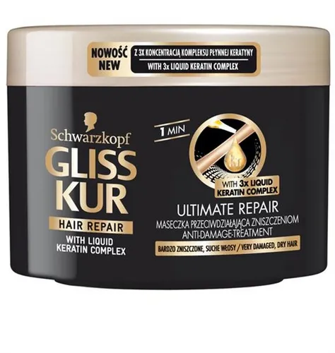 Schwarzkopf Gliss Ultimate Repair, Maseczka przeciwdziałająca zniszczeniom włosów - 1