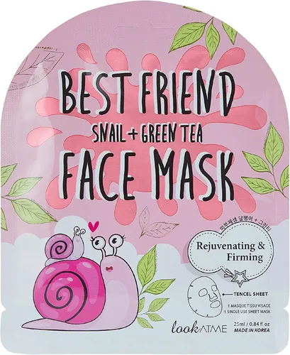 Look at Me Best Friend Face Mask Snail +Green Tea (Odmładzająco-ujędrniająca maska w płachcie `Filtrat śluzu ślimaka i ekstrakt z zielonej herbaty`)