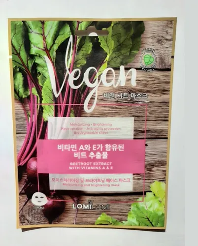 Lomi Lomi Vegan Sheet Mask with Beetroot Extract and Vitamins A and E (Wegańska maseczka w płachcie z ekstraktem z buraka i witaminami A i E)