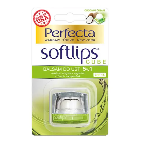 Perfecta Softlips Cube,  Balsam do ust 5 w 1 SPF 15 'Coconut cream'