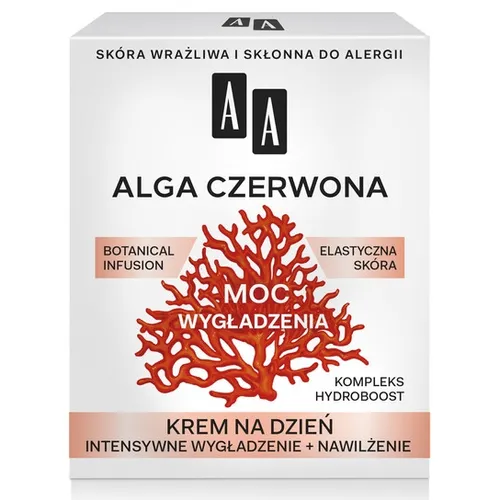 AA Moc Roślin, Alga Czerwona, Krem na dzień do cery wrażliwej i skłonnej do alergii `Nawilżenie+ intensywne wygładzenie`
