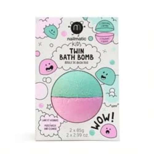 Nailmatic Twin Bath Bomb Pink Lagun (Koloryzująca i kojąca kula do kapieli dla dzieci)